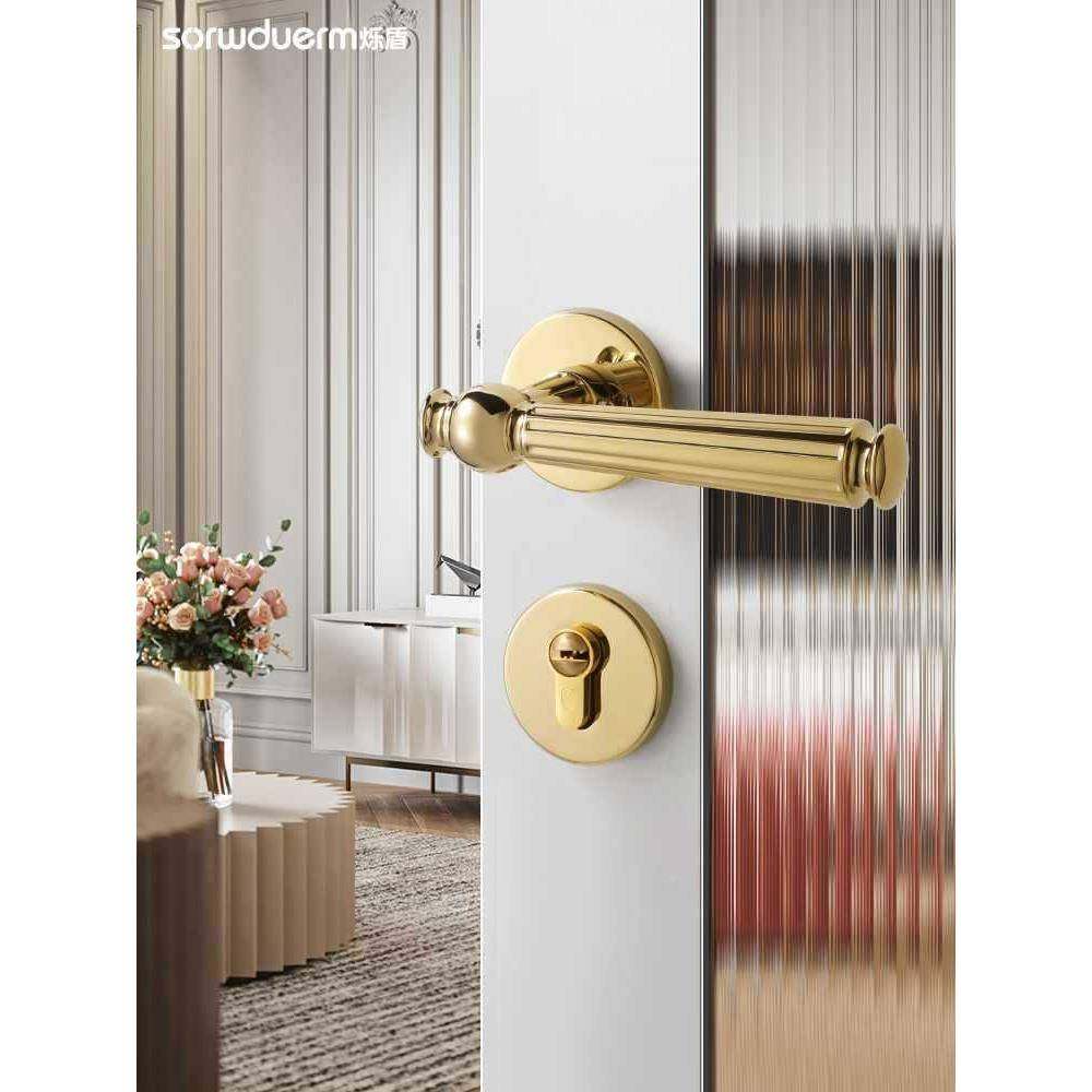 烁锁盾室门室内门把X11-108手法式金色吸门锁静音分体门锁磁卧家,基础建材,机械门锁,淘宝优惠券,粉丝福利购,淘宝优惠卷