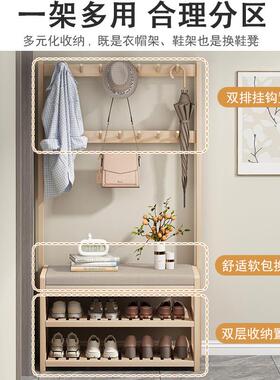 新实木衣架进22327帽门换衣鞋款凳挂架一体靠墙客厅门口玄关鞋柜