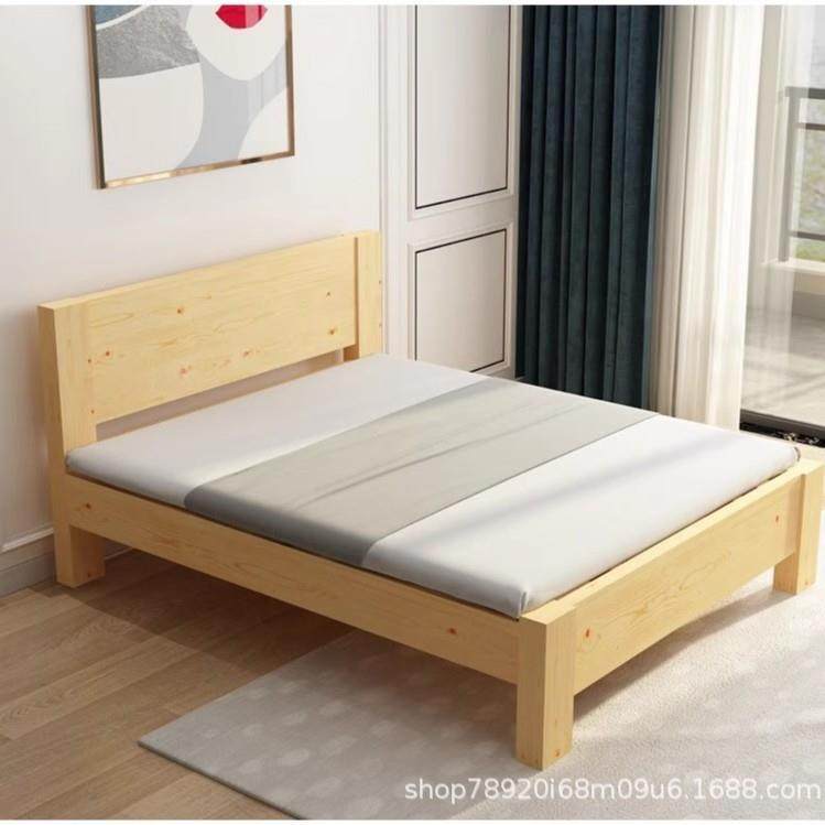 简实木床1.松8米双人约床卧大床卧室1.5m家用纯木床APO1主.2m单人