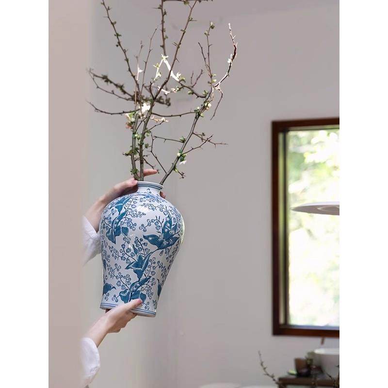 中青花瓷陶瓷花瓶民厅酒店式复古客插宿花NZP花器玄关摆件梅瓶,橡塑材料及制品,工业陶瓷,淘宝优惠券,粉丝福利购,淘宝优惠卷