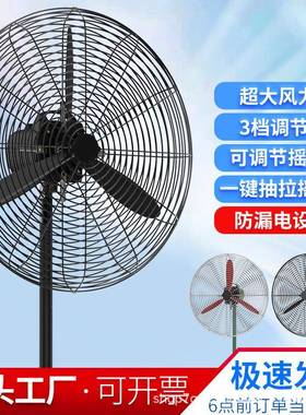 工业电风扇17753大风量力落地扇大功地率醛摇头强除甲工厂挂壁挂