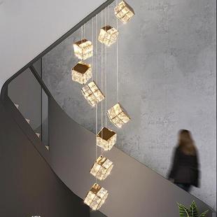 法式中墅古楼梯间长吊灯美式复复别客厅挑式空古lof公85寓灯具