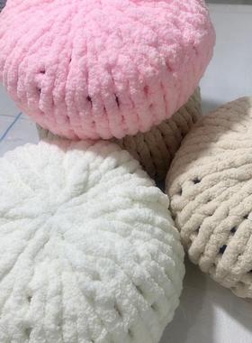 粗线冰手工编织抱枕粗条手抱枕编织冰VQF编条线厂毛家