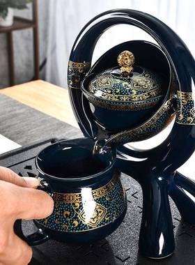 创意陶瓷小康泡茶滤茶器茶漏斗支架一体三才盖碗公道杯套装茶隔网