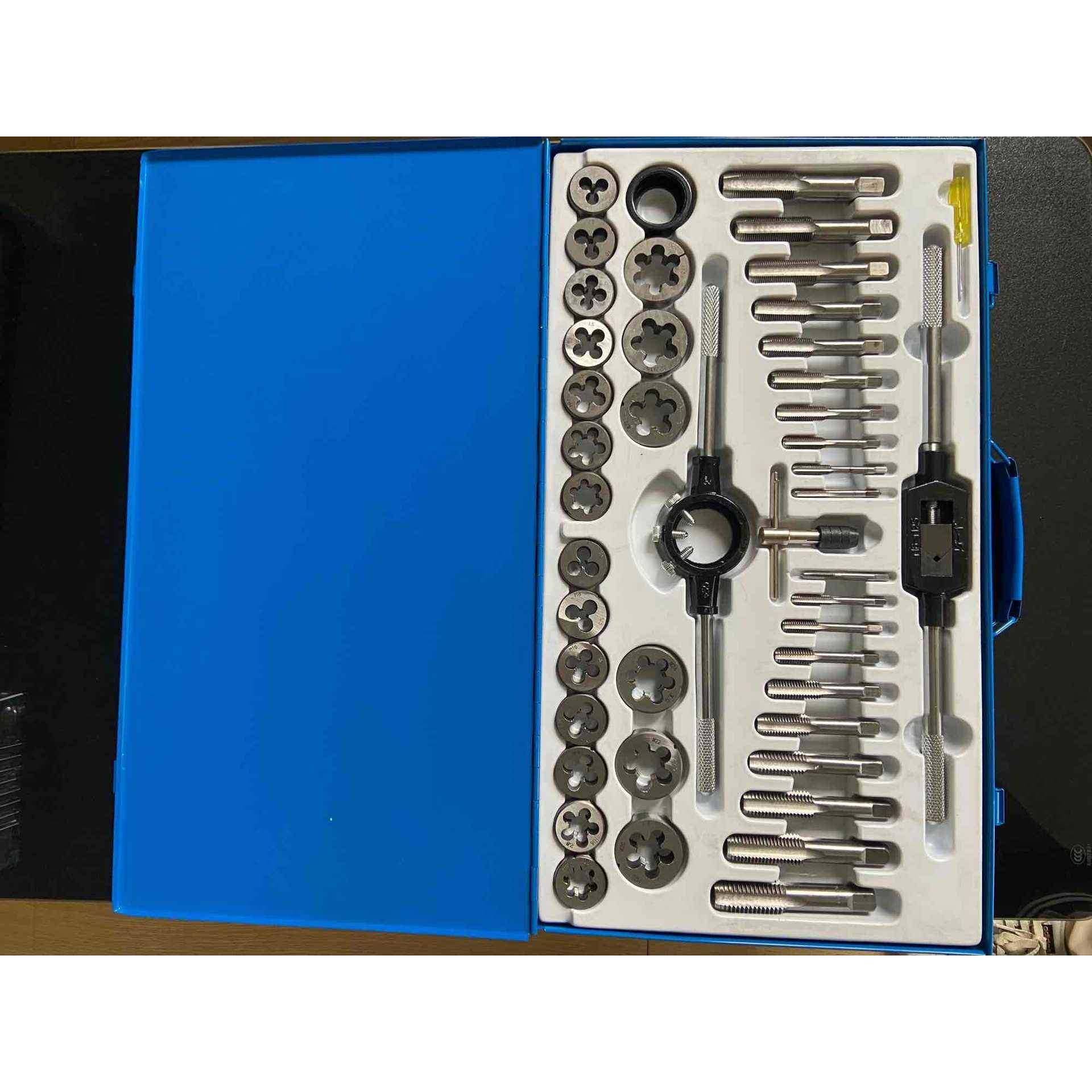 45PC板牙丝锥铁盒套装公制丝攻板牙绞手组合套装