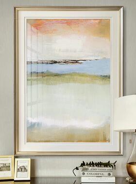 简美抽象草原客厅沙发装饰画玄关挂画现代轻奢抽象大海床头画