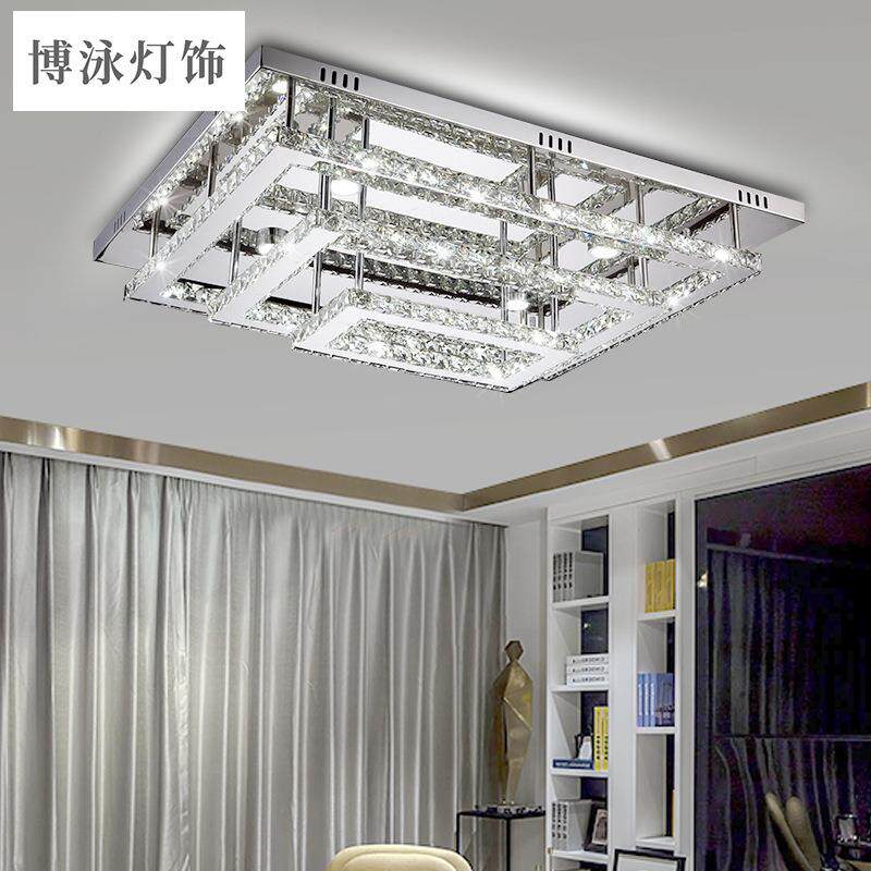 博泳客厅灯简约现代长方形餐厅灯三层led水晶灯大气家用高档