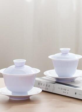 暮山盖碗女紫色陶瓷单个茶碗薄胎高档不烫手三才盖碗茶具厂家