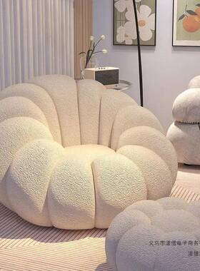 轻奢风瓜沙发网红榻HUC榻米奶油人懒人户型休南闲椅卧小室客厅阳