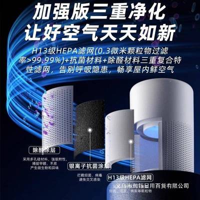 空气净化器用负离子净39家机2除甲醛桌面小化型除臭烟味宠物猫毛2