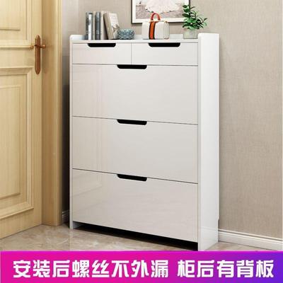 厅现代简约鞋收柜家用门口超薄7cm翻斗鞋柜窄门柜白大容量纳FWM1