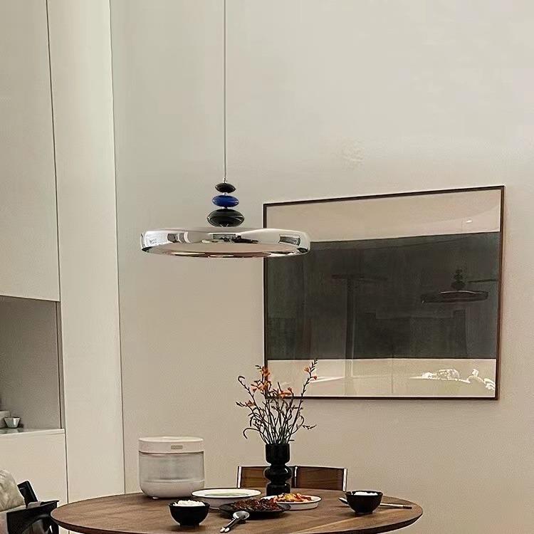 全光谱375护飞碟厅灯飞盘餐桌吧眼台吊家餐用高灯级奶油风M豆摇臂