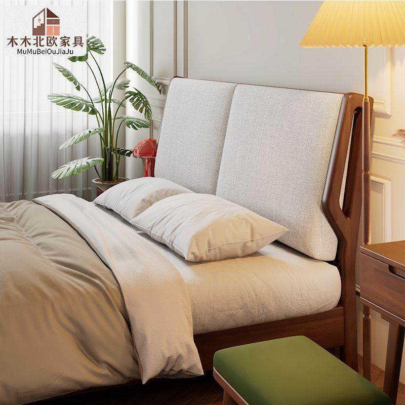 北欧全实木床现代简SXR约出压租屋人床软包软靠大气储物床主双卧