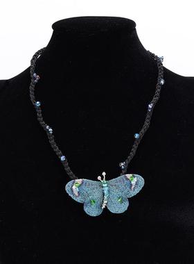 花蝴桥饰品精致时尚小众设高级感刺绣蝶发JPI带圈计钻轻奢风马尾