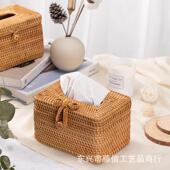 南藤编长方形圆形纸巾盒多X301款 藤越编家创意用纸巾盒客厅几茶收