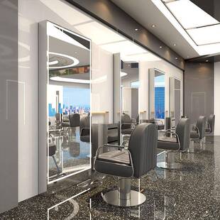 网红美发店镜子高身发端IZX理发镜台发款廊专用全带灯单双面落地