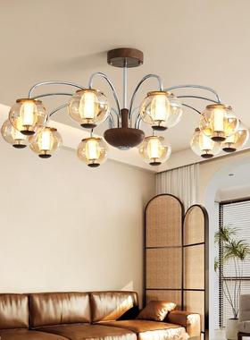 客式厅吊灯18572法式中古风胡桃木色大气卧室灯古美复vintage厅灯