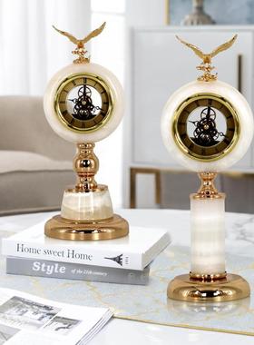 式轻欧奢钟座钟摆件美式复古创意饰办公室桌面台钟92402/92家表居