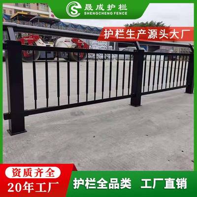 铁艺桥梁河涌护栏双钢板立柱防护栏景观隔离围栏不锈钢立柱栏杆