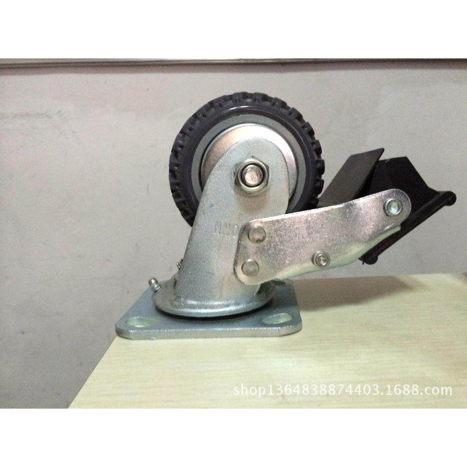 脚轮4寸重型聚氨脂烽火万向带刹车轮优冠脚轮静音轮PU轮推车轮