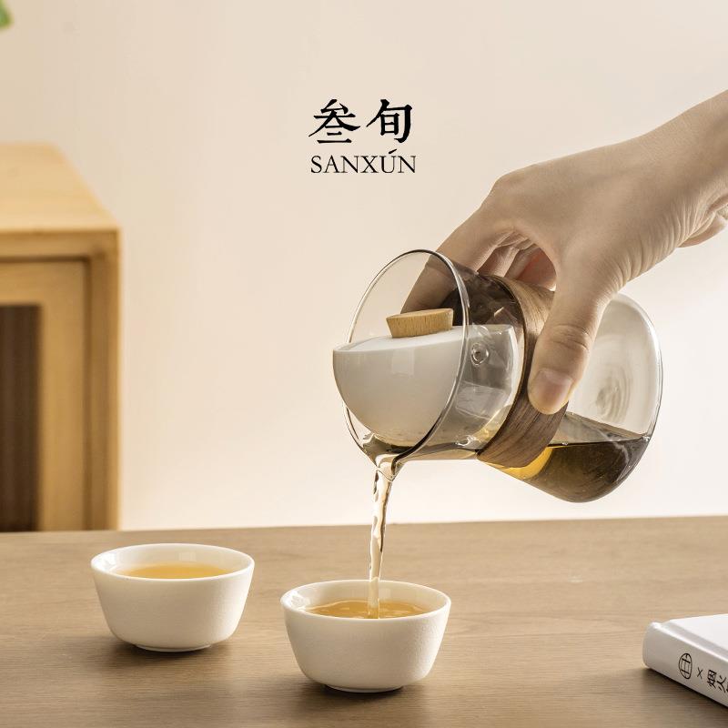 叁旬自动懒人泡茶神器家用玻璃茶具小青柑冲泡茶壶带盖过滤公道杯