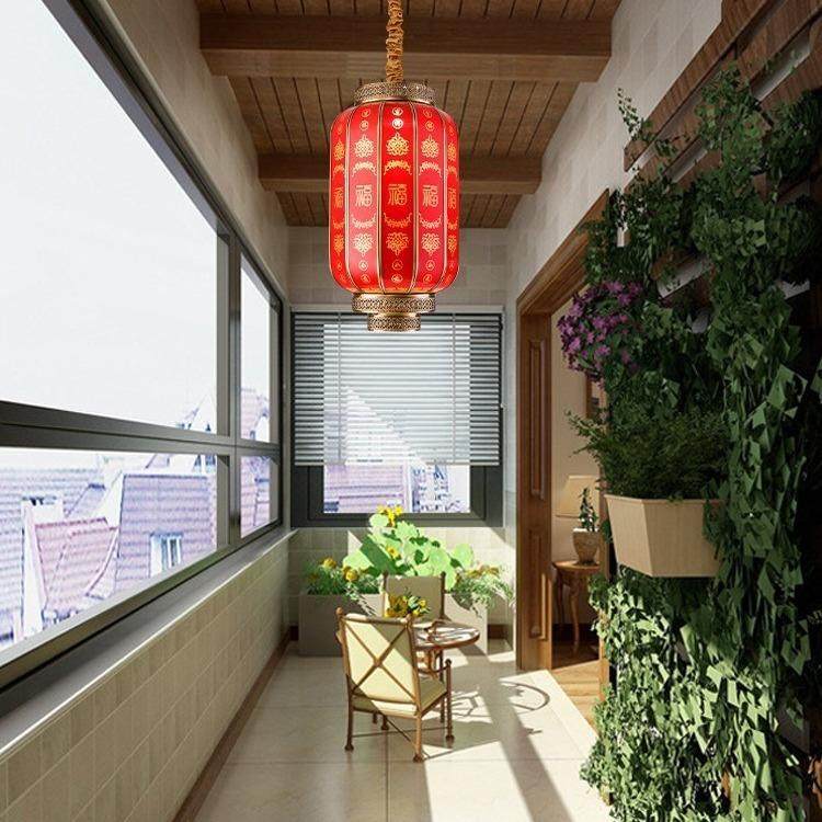 全铜灯笼大门口户外防水阳台乔迁入宅春节开业结婚玻璃一对吊灯笼