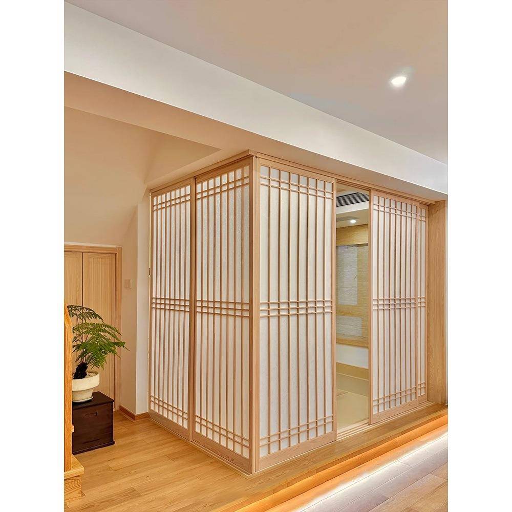 原木日式推拉门格子门移门榻榻米隔断雪见窗樟子门茶室料理店