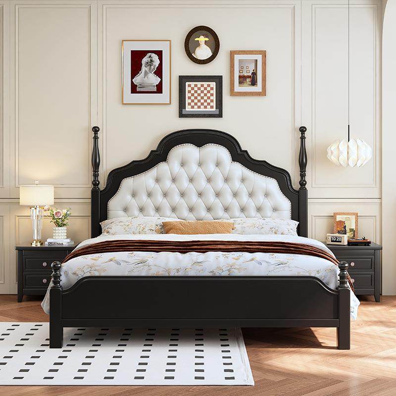 新款美式床实木床1.8米储物高箱乡村简约软包大床双人床主卧家具