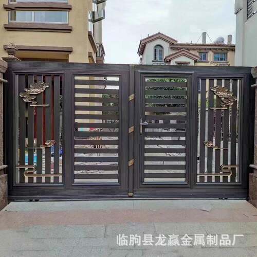 铝艺别墅新中式大门铝合金庭院双开大门电动农村自建房防盗大门