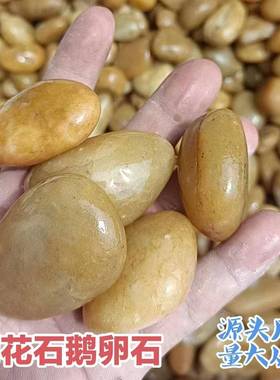 原石雨花石鹅卵石鱼缸园林铺路庭院造景假山景观毛料橙色天然石