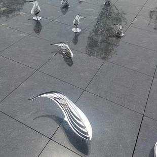 售楼处户外园林简约水池庭院水景镜面新品 不锈钢小鱼雕塑可订摆件