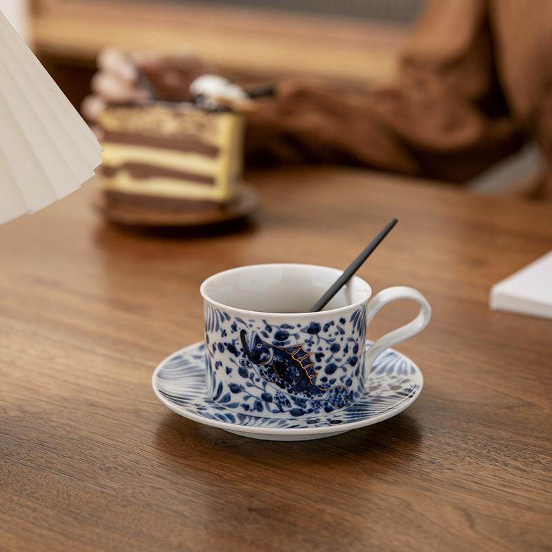 青花咖啡杯勺子高档精致陶瓷马克杯女士主人杯子家用复古杯碟套装,3C数码配件,其它配件,淘宝优惠券,粉丝福利购,淘宝优惠卷