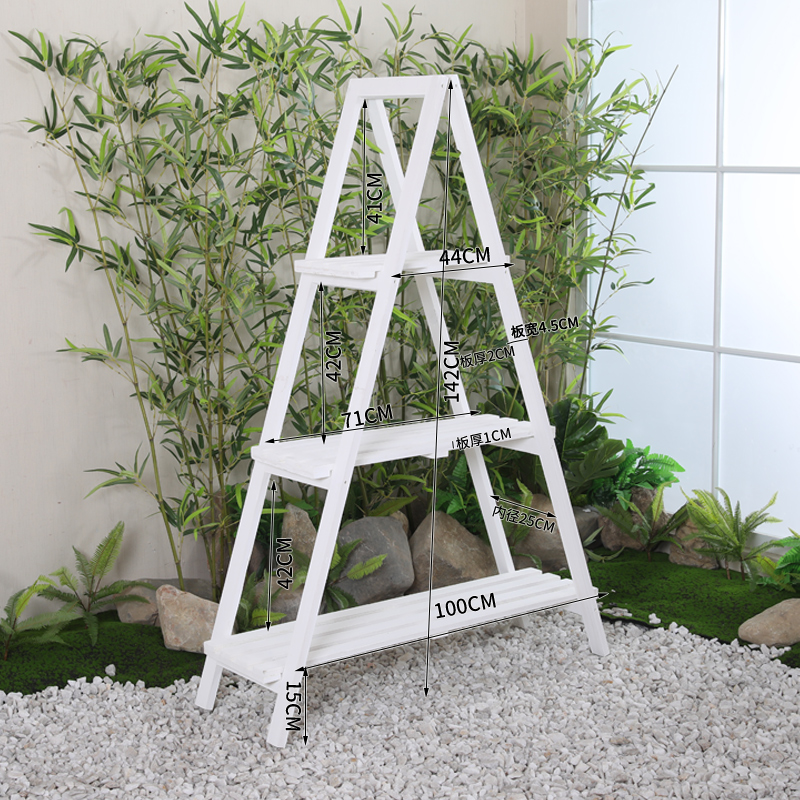 美式田园复古怀旧实木展架花架书架隔板置物架博古架阶梯陈列架