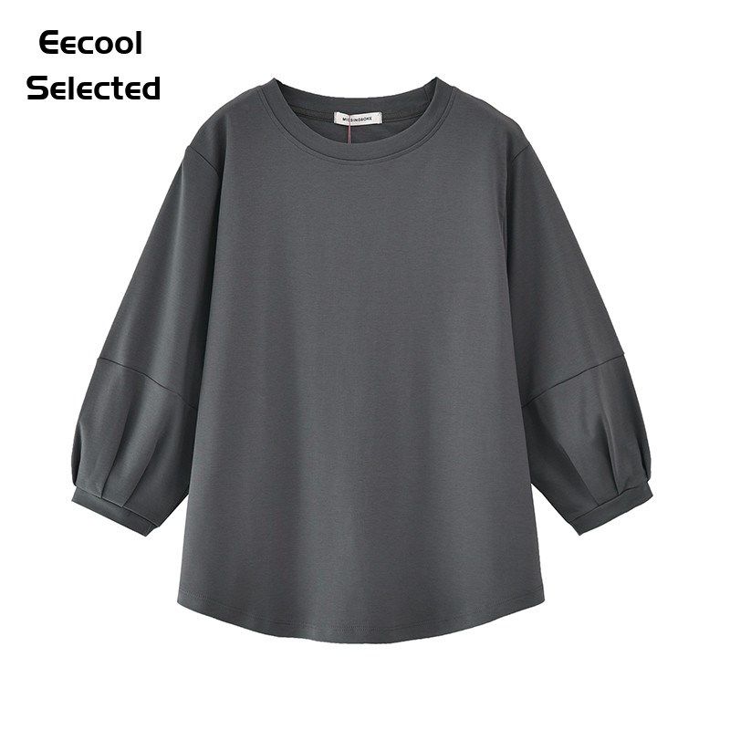 早秋七分袖2024新款时尚灯笼袖 女士纯棉T恤打底衫中袖上衣女秋季,女装/女士精品,T恤,淘宝优惠券,粉丝福利购,淘宝优惠卷