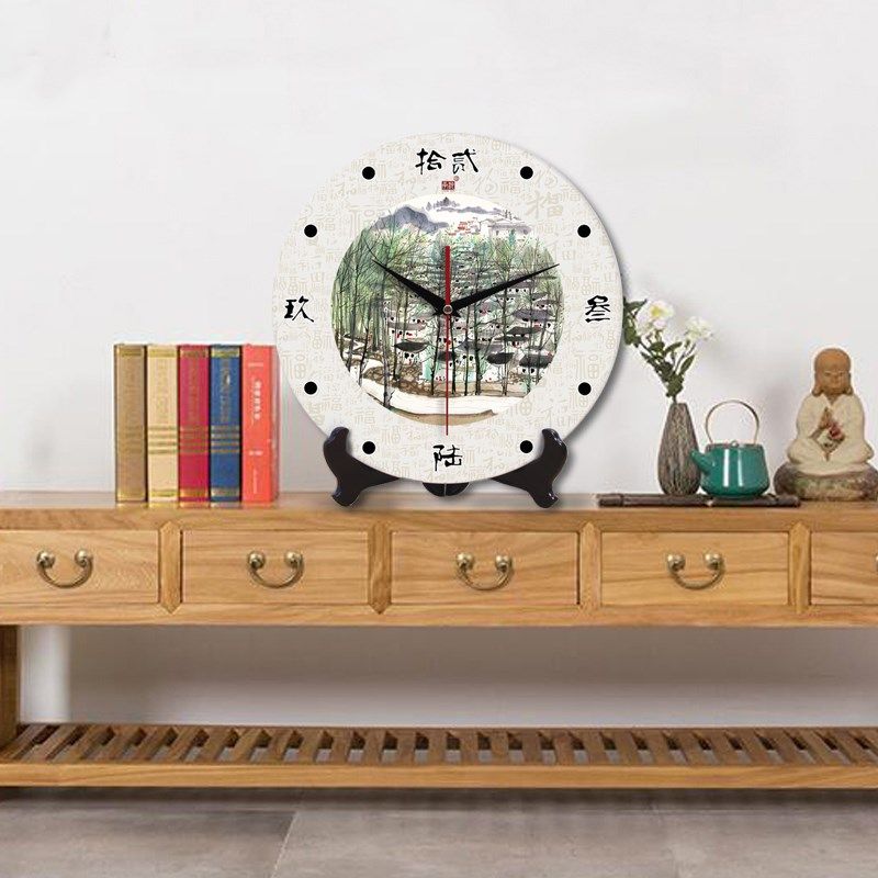 承沁钟表摆件座式中式座钟创意静音大号挂钟客厅个性时钟摆饰装饰