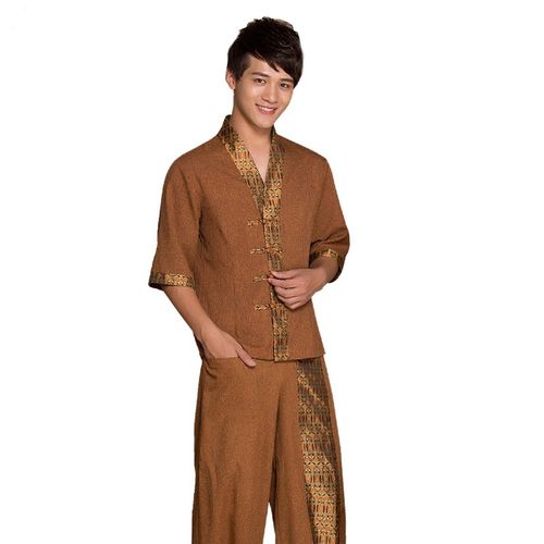 泰式美容养生馆技师服裤装茶艺工作服SPA足疗按摩男女技师服套装