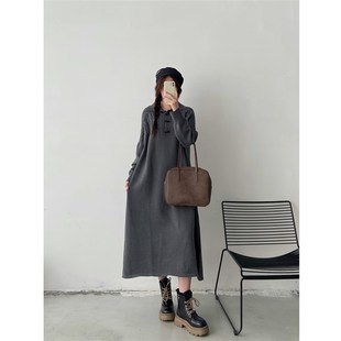 麻花毛衣连衣裙女冬季新款胖mm大码宽松显瘦气质百搭加厚针织长裙