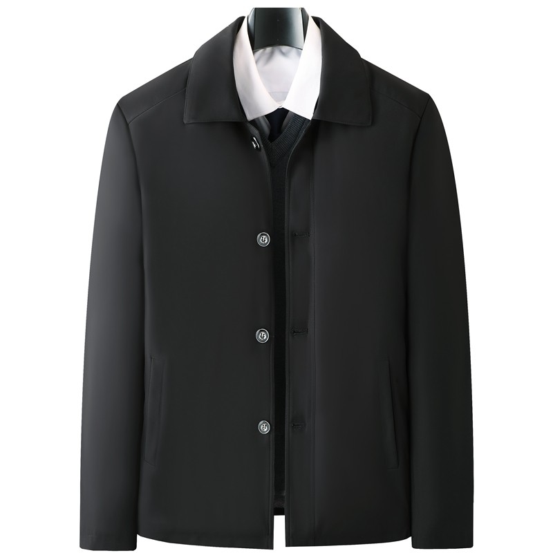 爸爸冬装外套中年男士翻领钮扣加绒加厚夹克衫秋冬款中老年人棉衣