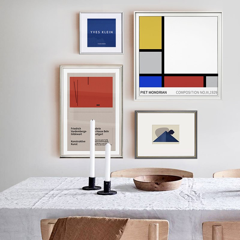 蒙德里安 涂咩高端软装装饰画客厅沙发墙组合挂画几何抽象艺术画