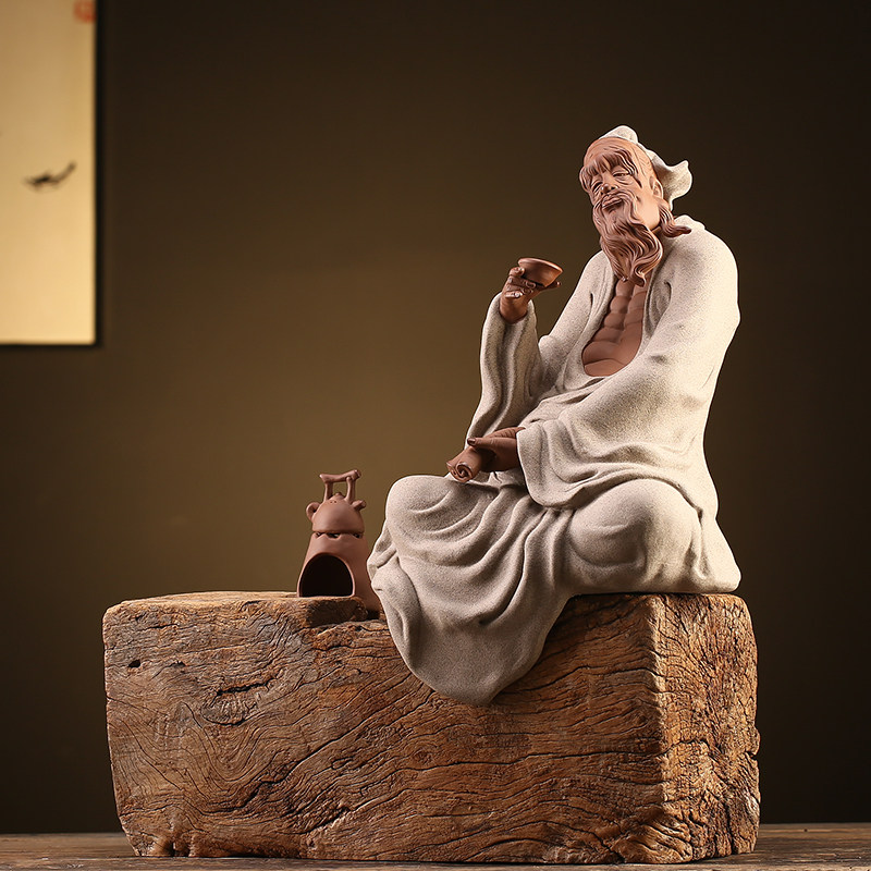 滢鑫 陶瓷茶圣陆羽雕像摆件创意家居茶空间桌面工艺品室内装饰品