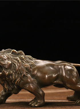 狮子动物客厅纯铜铜器雕塑家居办公室桌面摆件摆设防小人旺事业