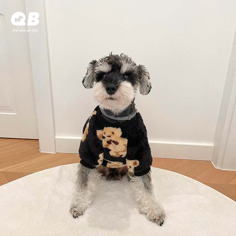 QB宠物狗加厚毛毛衣秋冬装衣服雪纳瑞法斗比熊博美棉衣保暖外套