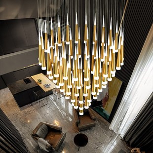 楼梯灯吊灯别墅大厅挑高挑空loft吊灯公寓复式楼客厅大吊灯长吊灯