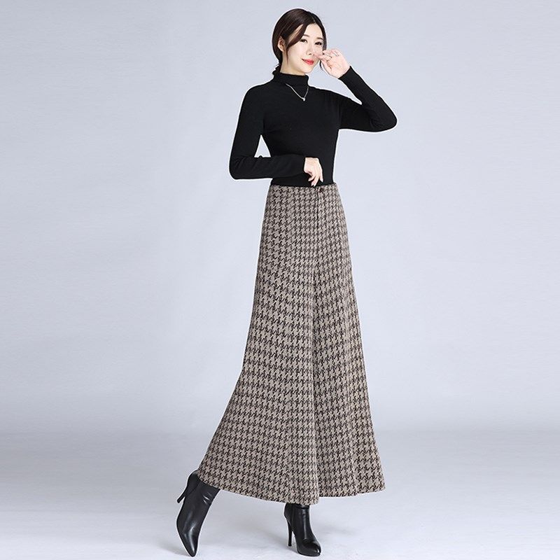 秋冬季毛呢阔腿裤裙裤女格子休闲裤垂坠舞裤高腰宽腿裤加厚甩裤子,女装/女士精品,休闲裤,淘宝优惠券,粉丝福利购,淘宝优惠卷