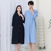 男女通用纽扣浴袍透气春夏薄款 睡衣连衣裙 宽松休闲家居服睡觉穿