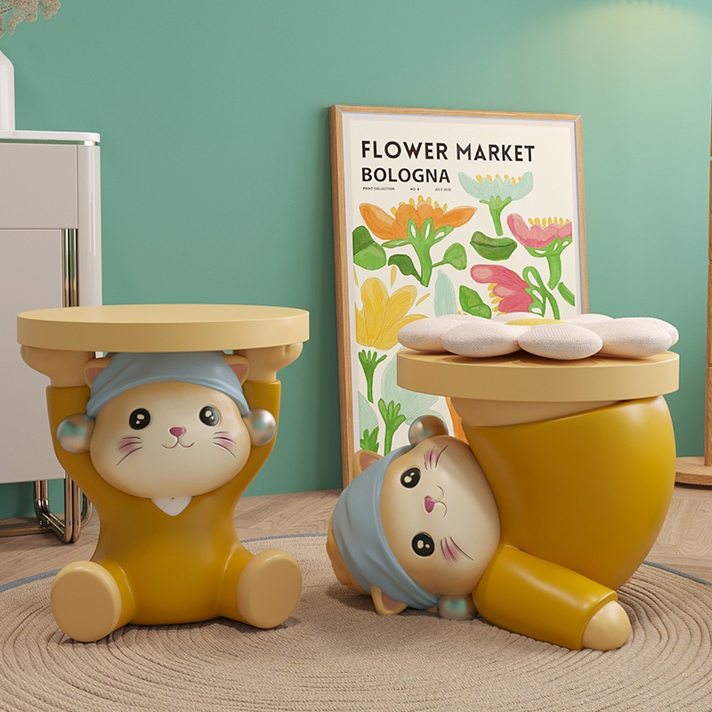 可爱艺术猫凳子客厅落地摆件创意卧室儿童房装饰家居乔迁新居礼物