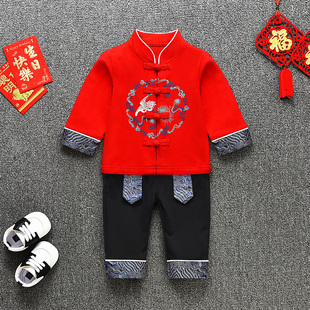 男宝宝一周岁宴婴儿男童冠衣服中式唐装男孩礼服套装秋冬天过年服