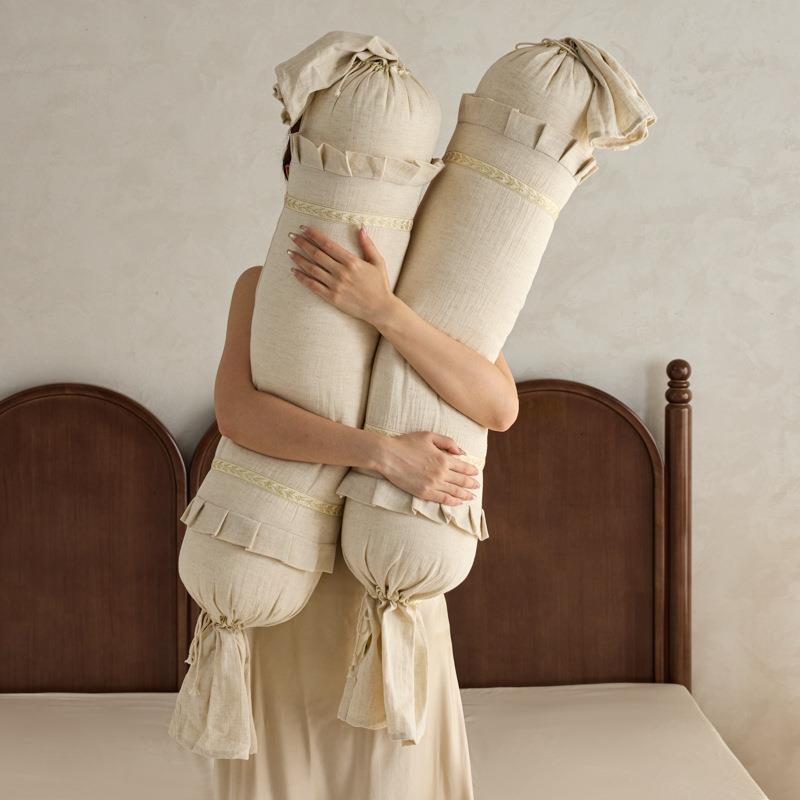 亚麻糖果长抱枕多功能睡觉长抱枕头沙发靠枕芯亚麻睡觉长抱枕芯