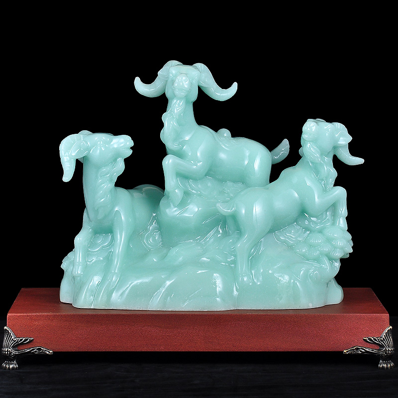 三羊开泰摆件生肖羊玉石三阳开泰招财家居客厅玄关酒柜装饰工艺品