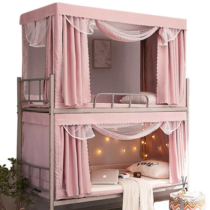 无涂层加厚强遮光床学生宿舍床幔通用下铺蚊帐支架一体式带帘上铺